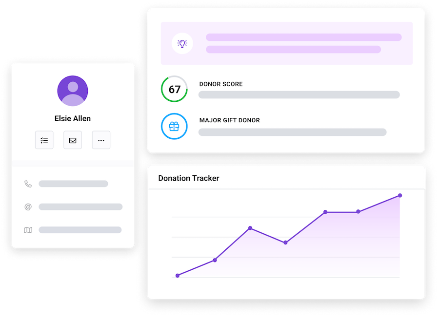 Contact profile, insights, and donation tracker