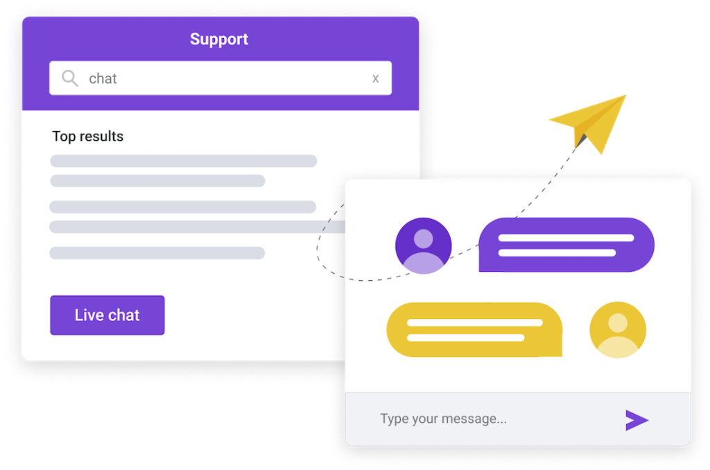 In-app live chat support and conversation