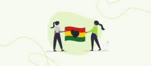 The Lasting Legacy of Black Charities header image showing 2 people holding a flag with Black History Month colors.