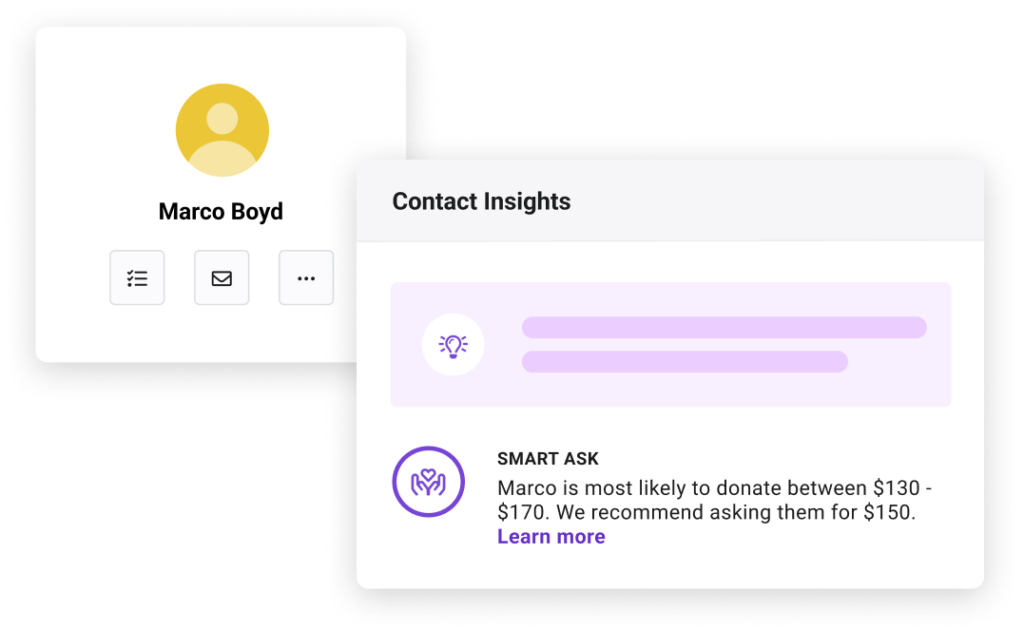 A contact profile showing the smart ask contact insight