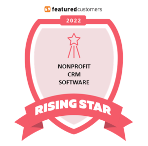 2022 badge for Featured Customers Nonprofit CRM Rising Star