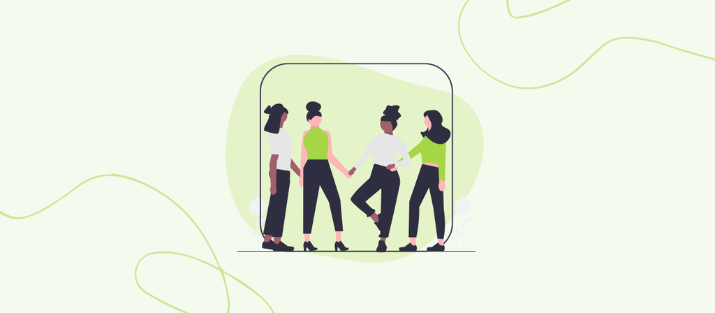 Women’s Empowered Nonprofits header image showing 4 women joining hands.